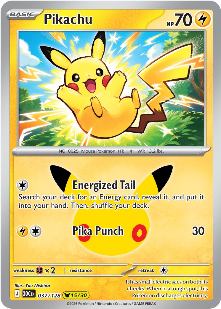 Pikachu (037/128) [Mega Evolution: 30th Celebration] | Chromatic Games