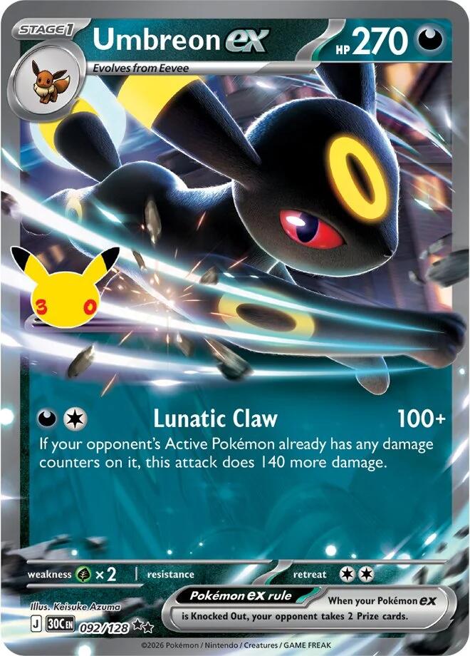 Umbreon ex (092/128) [Mega Evolution: 30th Celebration] | Chromatic Games