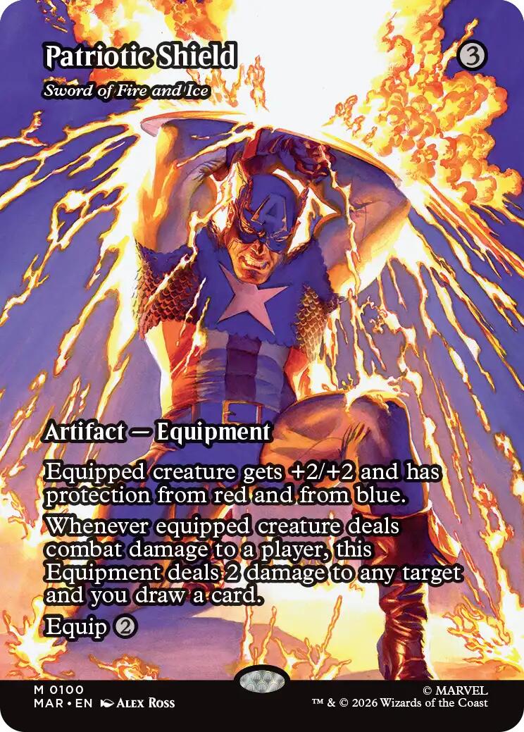 Patriotic Shield - Sword of Fire and Ice (Borderless) [Marvel Universe: Eternal-Legal] | Chromatic Games