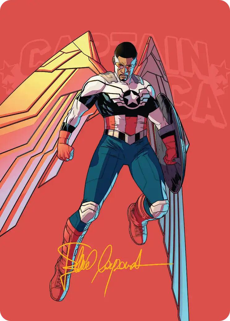 Captain America, Wings of Freedom Art Card (22/45) (Gold-Stamped Signature) [Marvel Super Heroes Art Series] | Chromatic Games