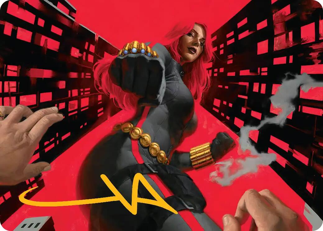 Black Widow, Deadly Hunter Art Card (Gold-Stamped Signature) [Marvel Super Heroes Art Series] | Chromatic Games