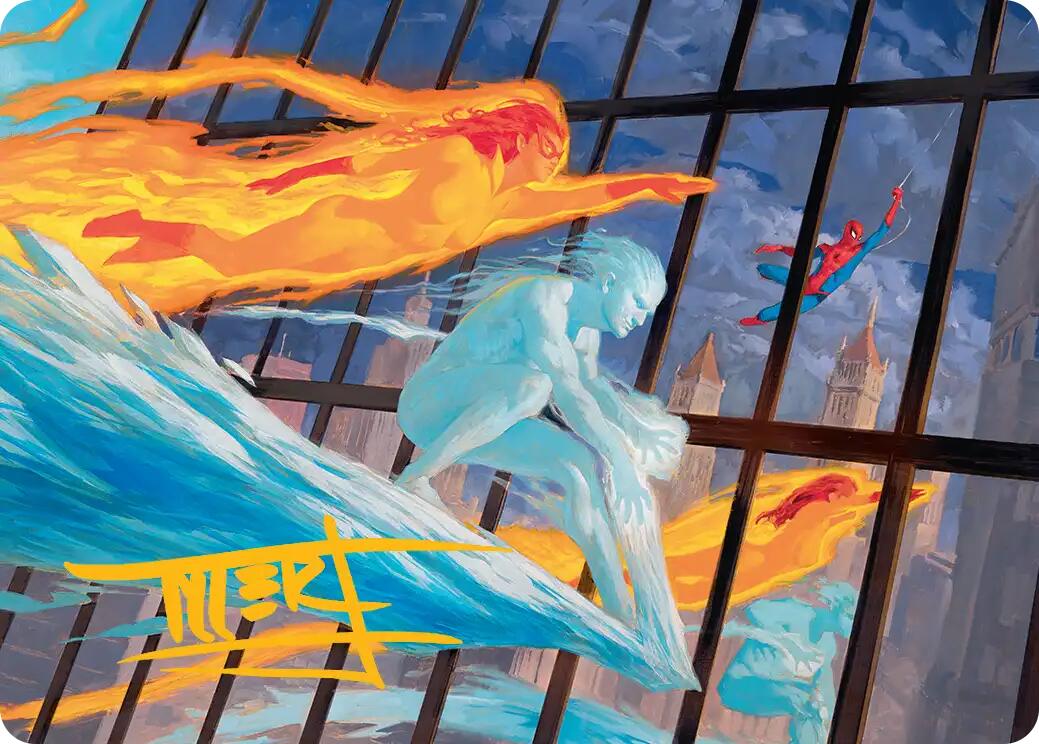 Iceman and Firestar Art Card (Gold-Stamped Signature) [Marvel Super Heroes Art Series] | Chromatic Games