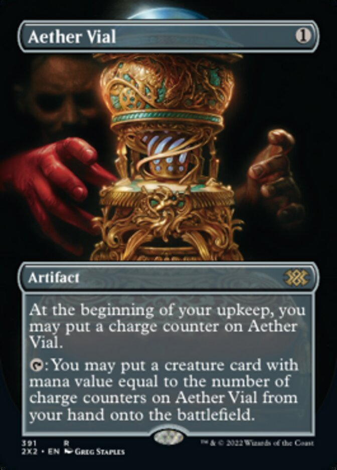 Aether Vial (Borderless Alternate Art) [Double Masters 2022] | Chromatic Games