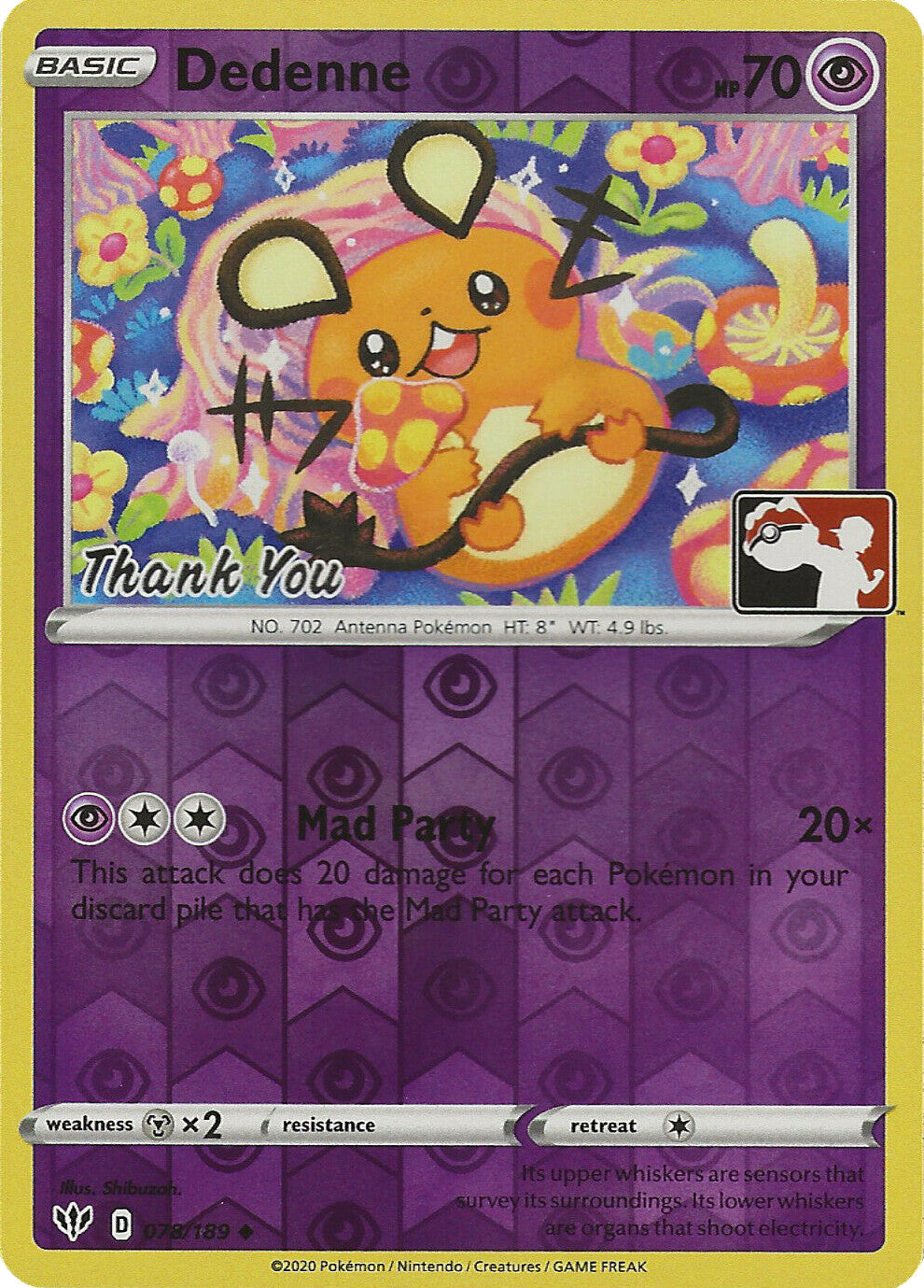 Dedenne (078/189) (Thank You Promo) [Sword & Shield: Darkness Ablaze] | Chromatic Games