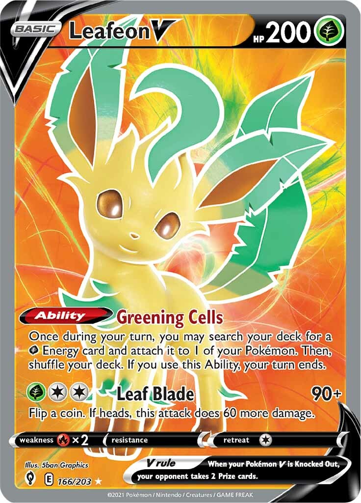 Leafeon V (166/203) [Sword & Shield: Evolving Skies] | Chromatic Games