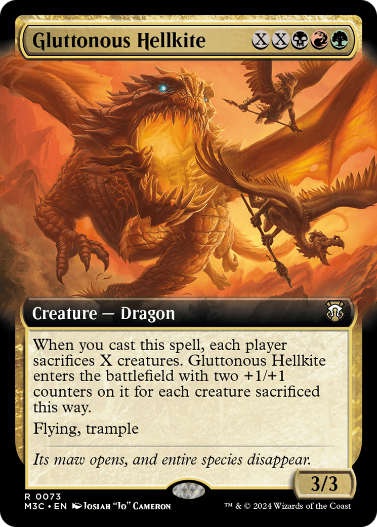 Gluttonous Hellkite (Extended Art) (Ripple Foil) [Modern Horizons 3 Commander] | Chromatic Games