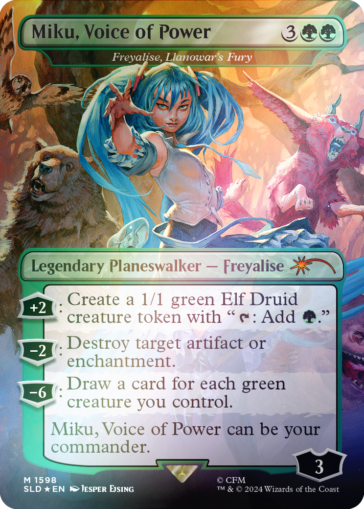 Miku, Voice of Power - Freyalise, Llanowar's Fury (Rainbow Foil) [Secret Lair Drop Series] | Chromatic Games