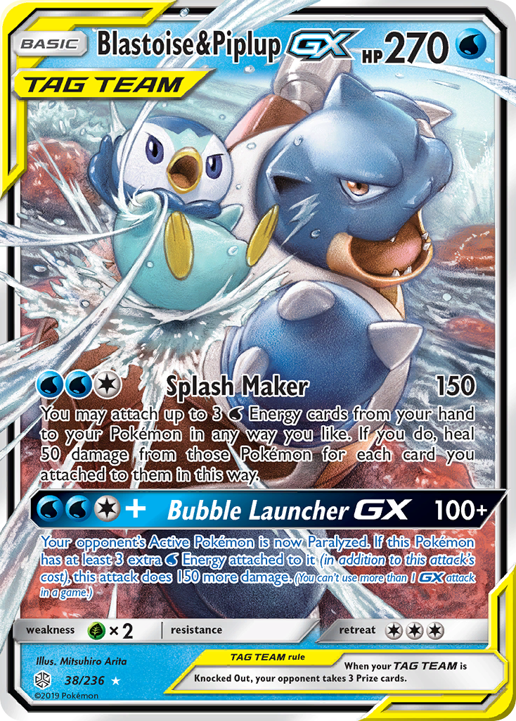 Blastoise & Piplup GX (38/236) [Sun & Moon: Cosmic Eclipse] | Chromatic Games