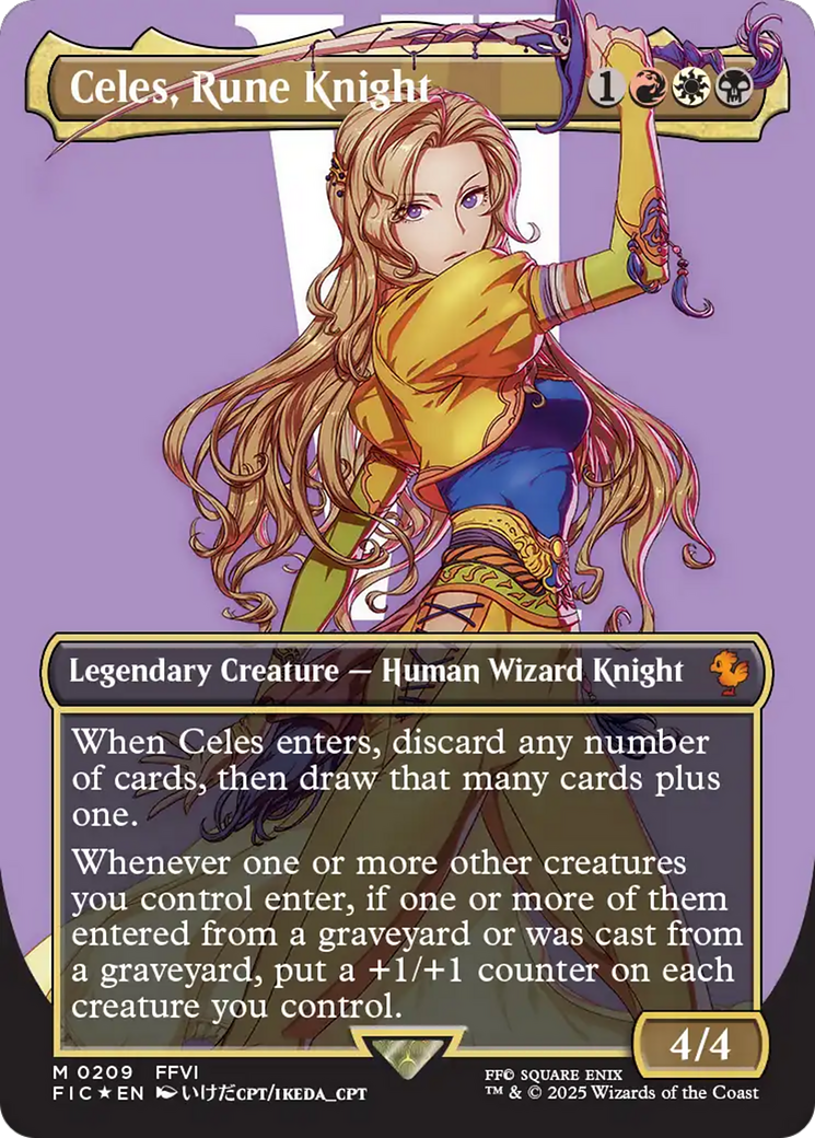 Celes, Rune Knight (Borderless) (Surge Foil) [FINAL FANTASY Commander] | Chromatic Games