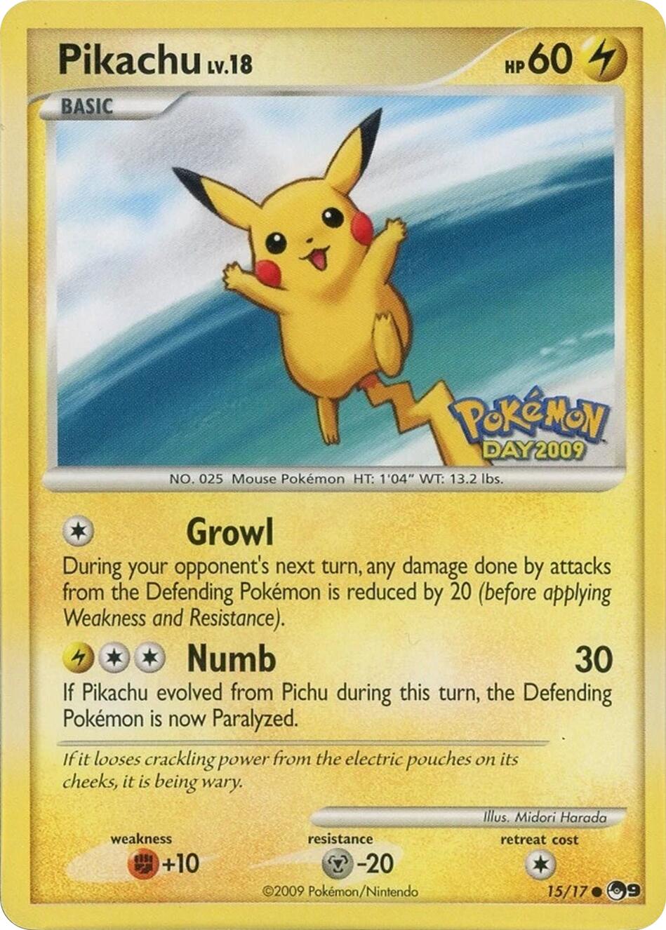 Pikachu (015/017) (Pokemon Day 2009) [POP Series 9] | Chromatic Games