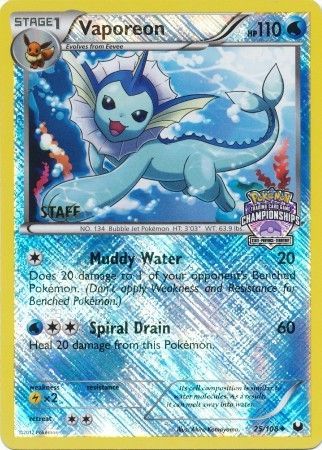 Vaporeon (25/108) (State Province Championship 2013 Promo Staff) [Black & White: Dark Explorers] | Chromatic Games