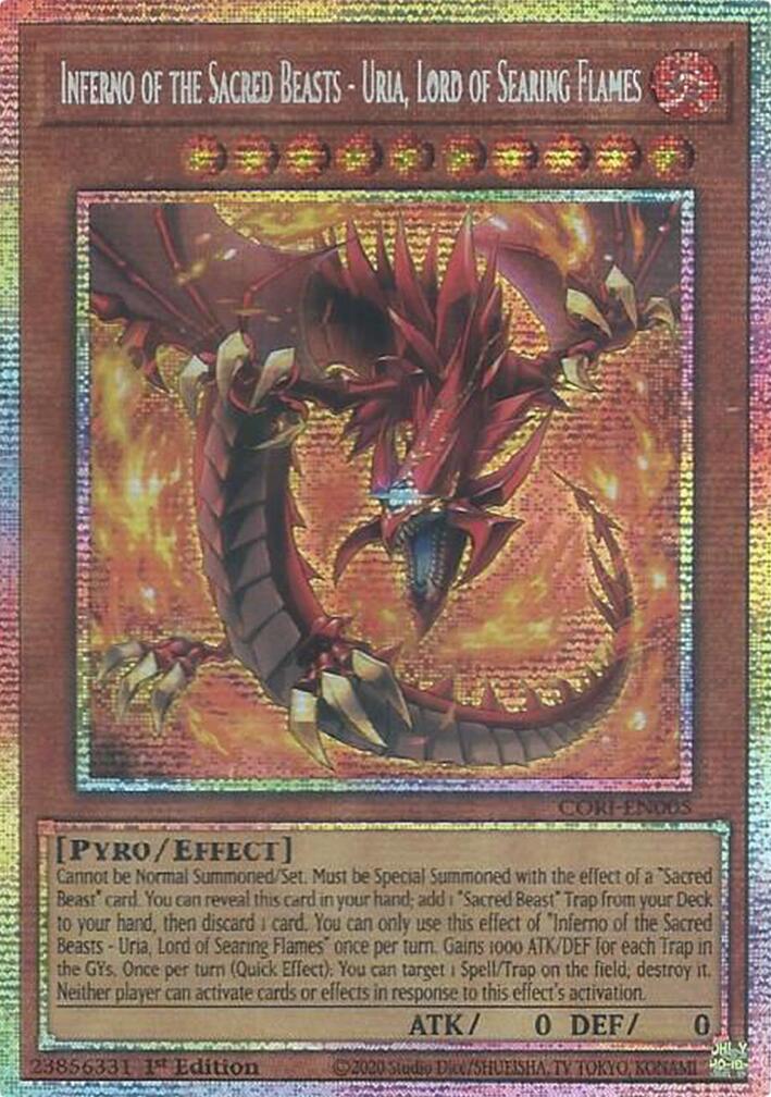 Inferno of the Sacred Beasts - Uria, Lord of Searing Flames (Starlight Rare) [CORI-EN005] Starlight Rare | Chromatic Games