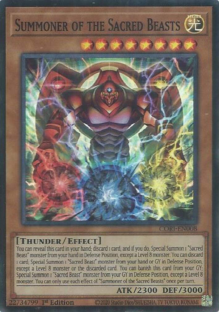 Summoner of the Sacred Beasts [CORI-EN008] Super Rare | Chromatic Games