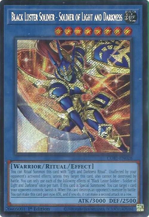 Black Luster Soldier - Soldier of Light and Darkness (Secret Rare) [CORI-EN028] Secret Rare | Chromatic Games