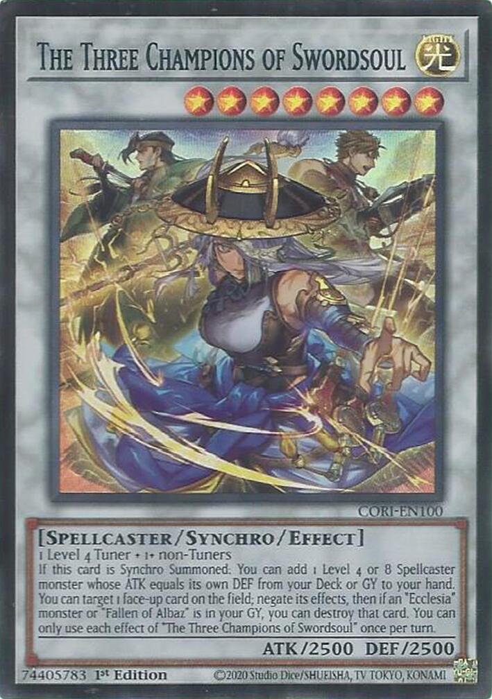 The Three Champions of Swordsoul [CORI-EN100] Super Rare | Chromatic Games