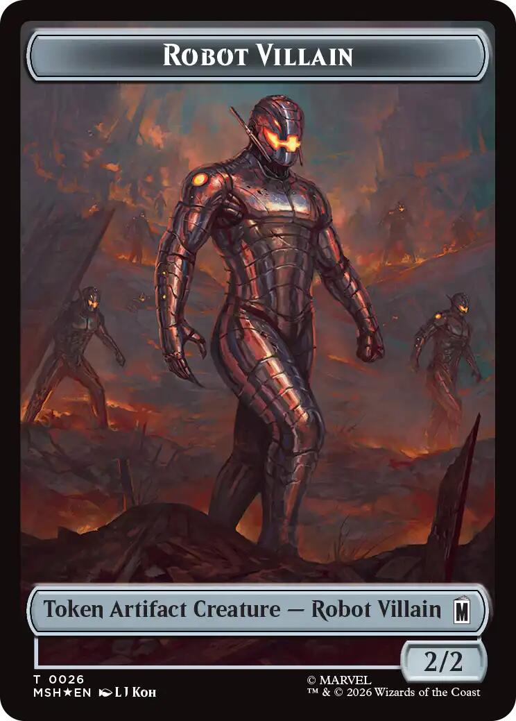 Villain // Robot Villain Double-Sided Token (025//026) (Surge Foil) [Marvel Super Heroes Tokens] | Chromatic Games