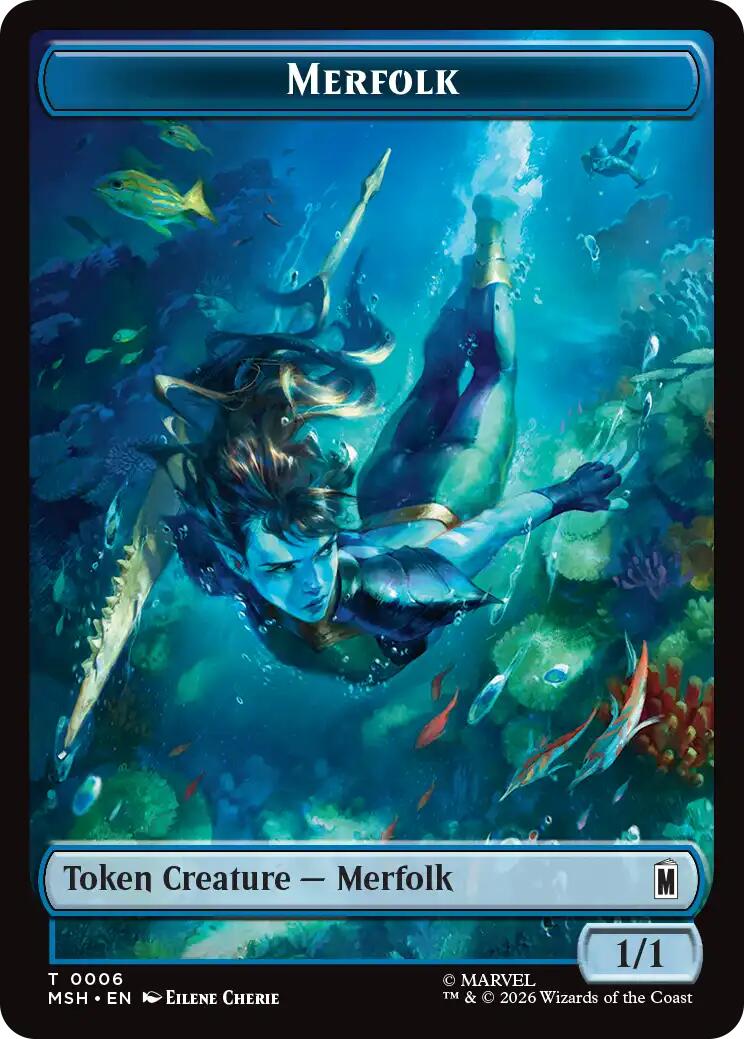 Merfolk // Doombot Double-Sided Token [Marvel Super Heroes Tokens] | Chromatic Games