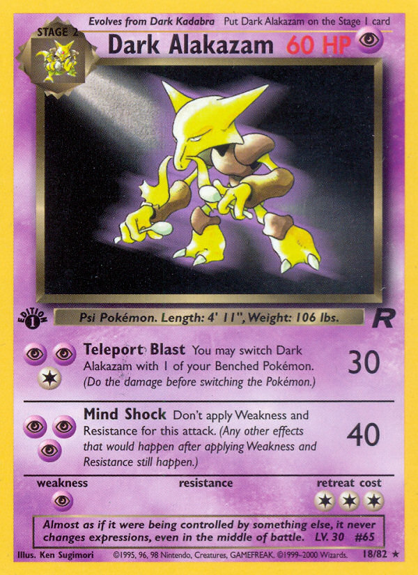 Dark Alakazam (18/82) [Team Rocket 1st Edition] | Chromatic Games