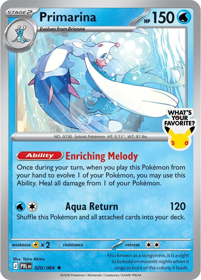 Primarina (020/084) (What's Your Favorite Stamp) [Mega Evolution: Pitch Black] | Chromatic Games