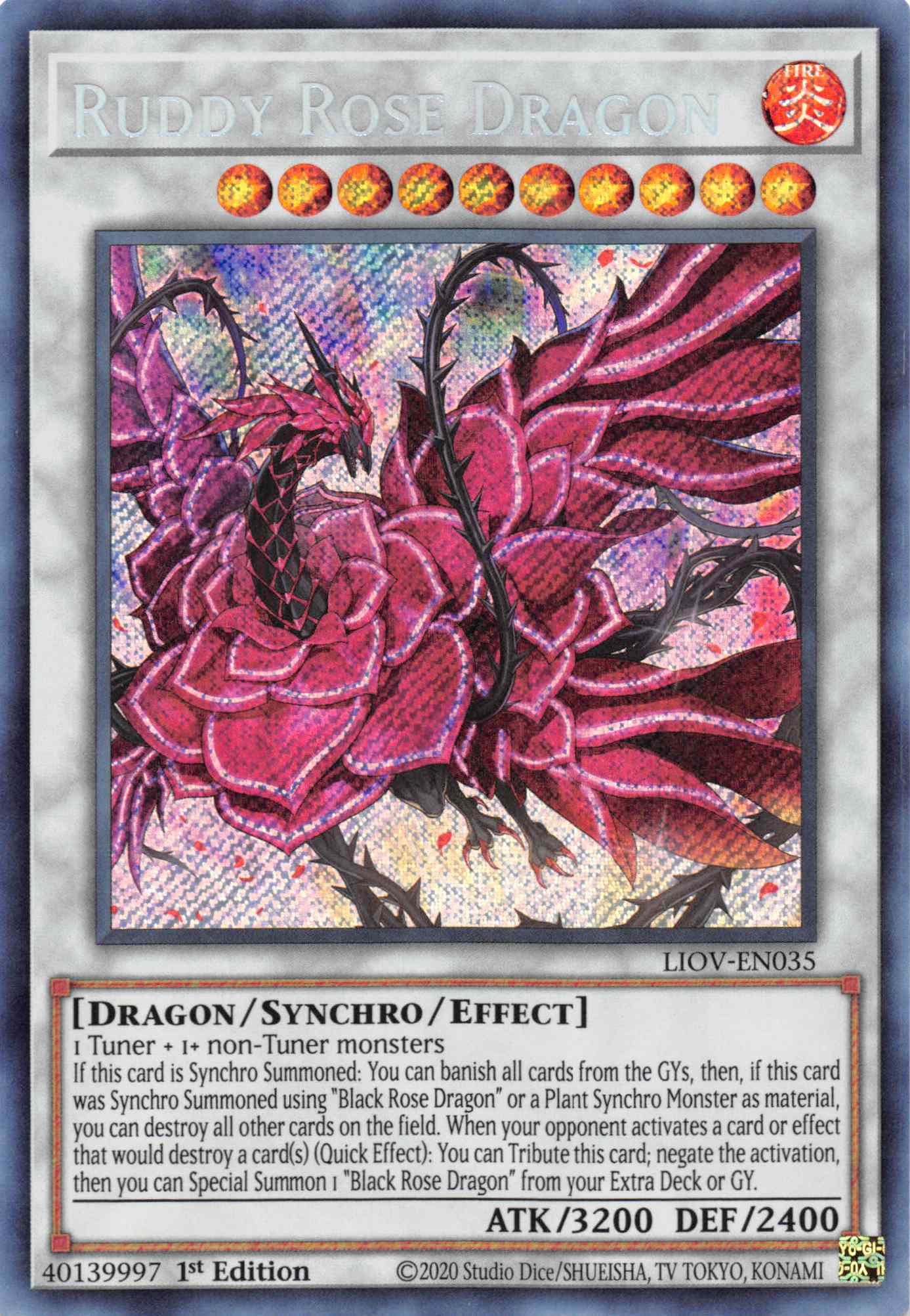 Ruddy Rose Dragon [LIOV-EN035] Secret Rare | Chromatic Games