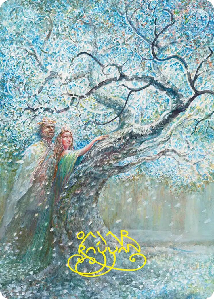 Flowering of the White Tree Art Card (Gold-Stamped Signature) [The Hobbit Art Series] | Chromatic Games