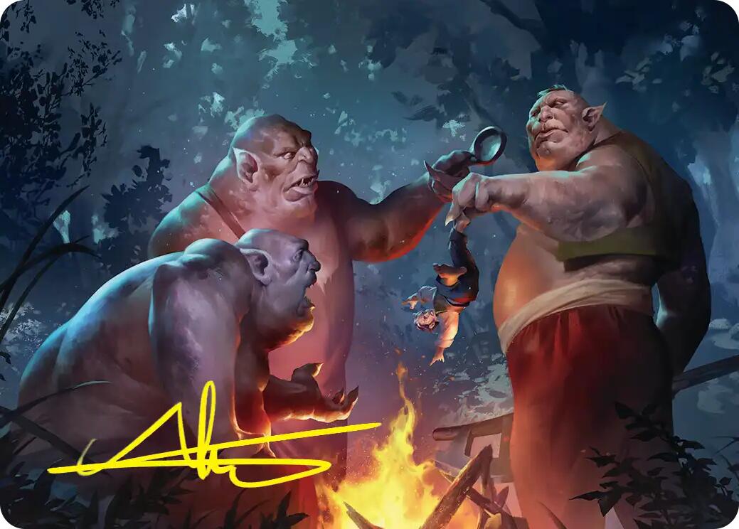 Tom, Bert, and William Art Card (Gold-Stamped Signature) [The Hobbit Art Series] | Chromatic Games