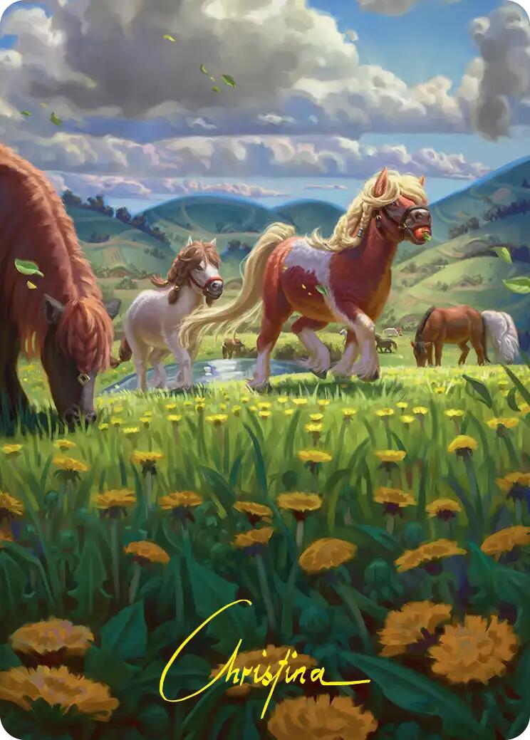 Troop of Ponies Art Card (Gold-Stamped Signature) [The Hobbit Art Series] | Chromatic Games