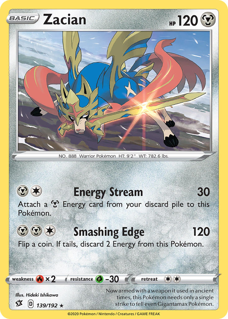 Zacian (139/192) (Cracked Ice Holo) (Theme Deck Exclusives) [Sword & Shield: Rebel Clash] | Chromatic Games