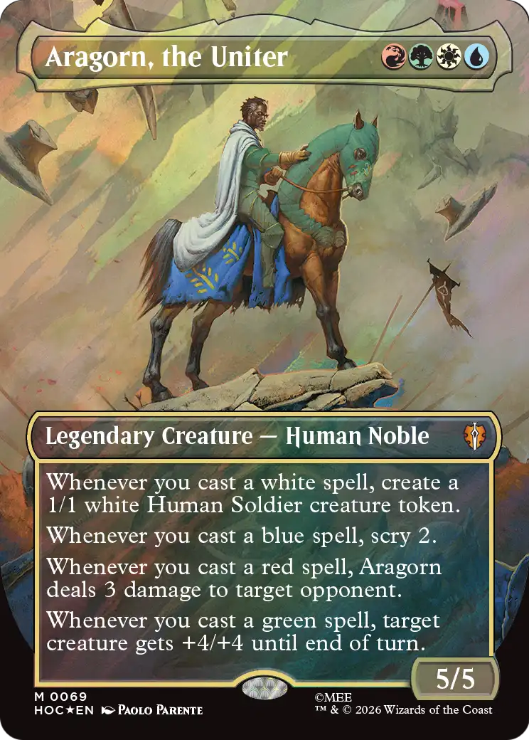 Aragorn, the Uniter (Borderless) (Surge Foil) [The Hobbit: Eternal-Legal] | Chromatic Games