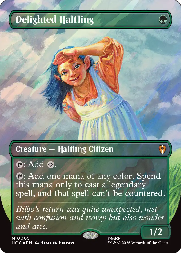 Delighted Halfling (Borderless) (Surge Foil) [The Hobbit] | Chromatic Games