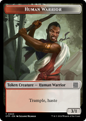 Human Warrior // Plot Double-Sided Token [Outlaws of Thunder Junction: Breaking News Tokens] | Chromatic Games