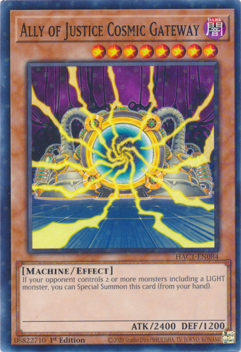 Ally of Justice Cosmic Gateway (Duel Terminal) [HAC1-EN084] Parallel Rare | Chromatic Games