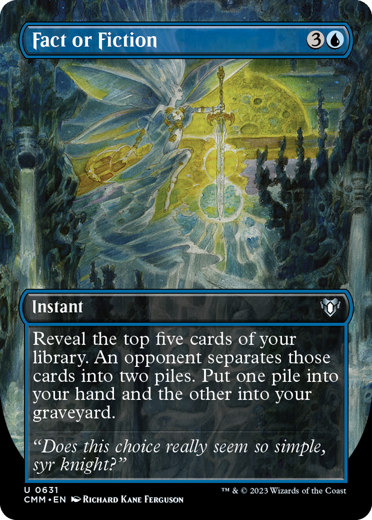 Fact or Fiction (Borderless Alternate Art) [Commander Masters] | Chromatic Games