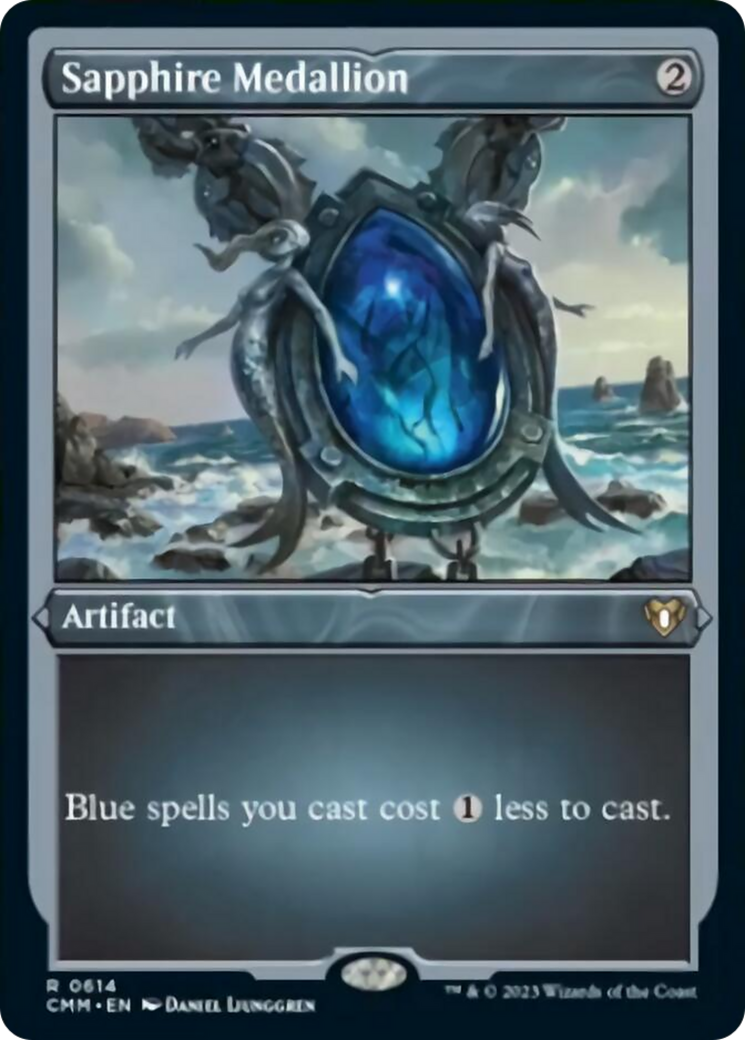 Sapphire Medallion (Foil Etched) [Commander Masters] | Chromatic Games