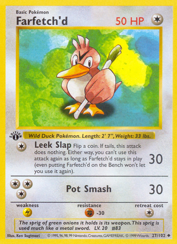 Farfetch'd (27/102) (Shadowless) [Base Set 1st Edition] | Chromatic Games