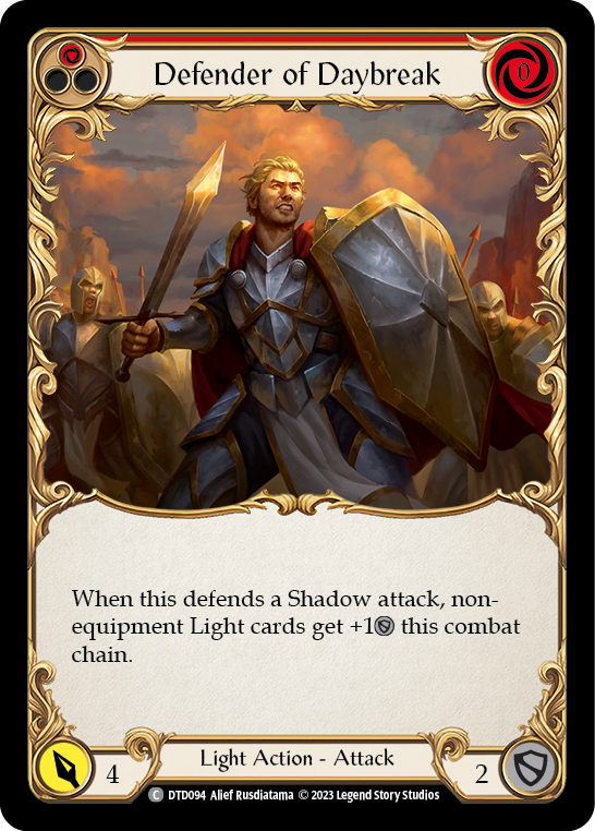 Defender of Daybreak (Red) [DTD094] (Dusk Till Dawn)  Rainbow Foil | Chromatic Games