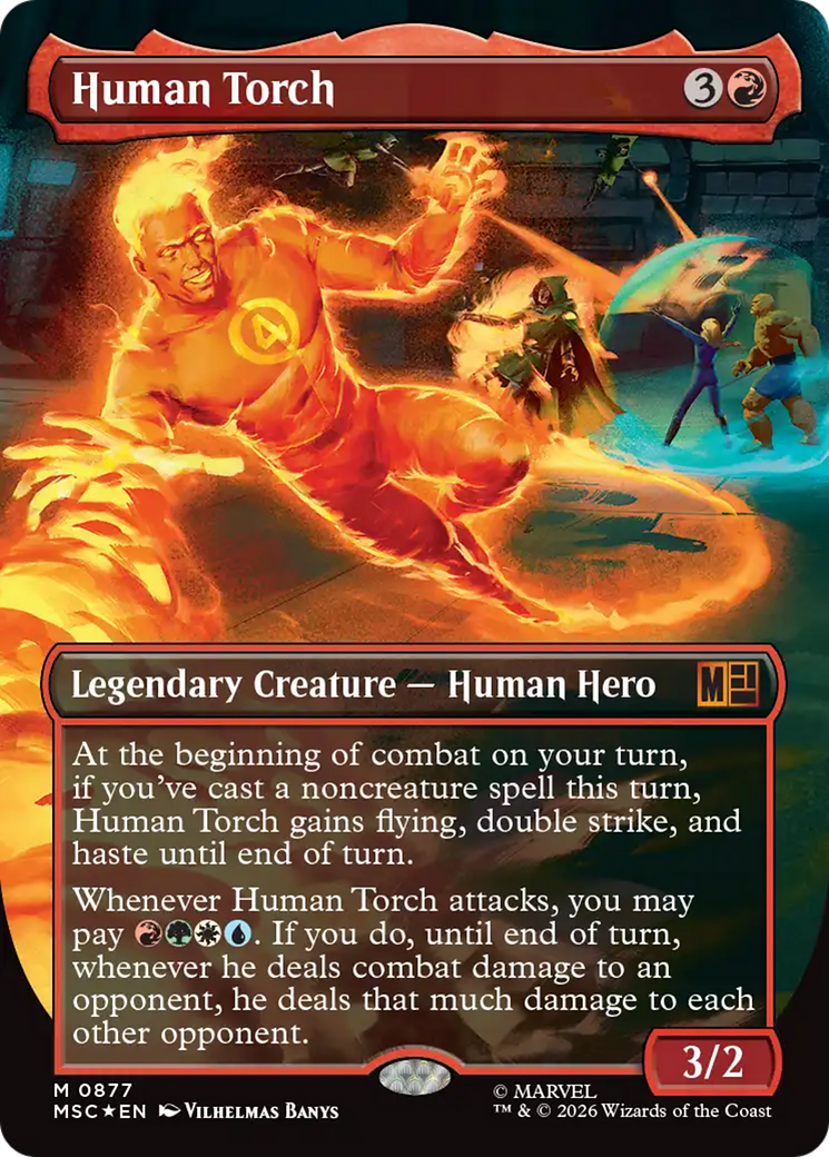 Human Torch (Borderless) (Surge Foil) [Marvel Super Heroes Commander] | Chromatic Games