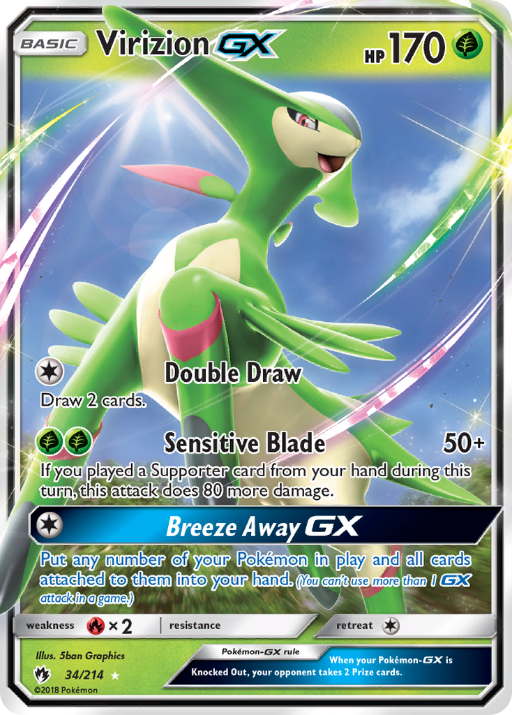 Virizion GX (34/214) [Sun & Moon: Lost Thunder] | Chromatic Games