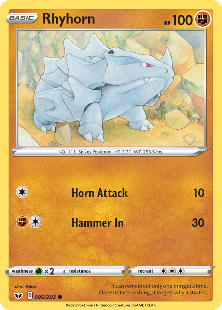 Rhyhorn (096/202) [Sword & Shield: Base Set] | Chromatic Games