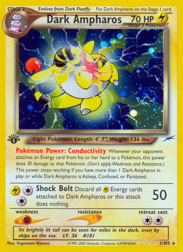 Dark Ampharos (1/105) [Neo Destiny 1st Edition] | Chromatic Games