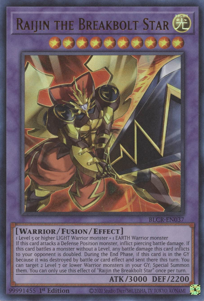 Raijin the Breakbolt Star [BLCR-EN037] Ultra Rare | Chromatic Games