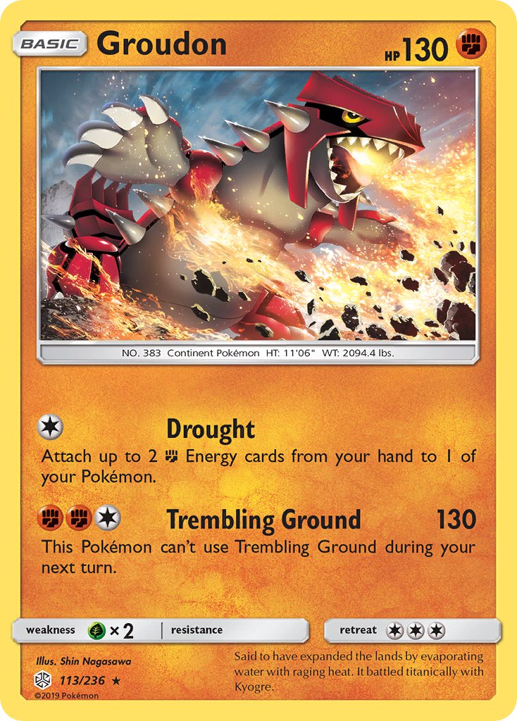 Groudon (113/236) (Cracked Ice Holo) (Theme Deck Exclusive) [Sun & Moon: Cosmic Eclipse] | Chromatic Games