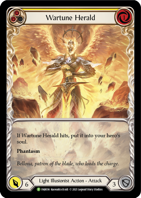 Wartune Herald (Yellow Extended Art) [FAB036] (Promo)  Rainbow Foil | Chromatic Games