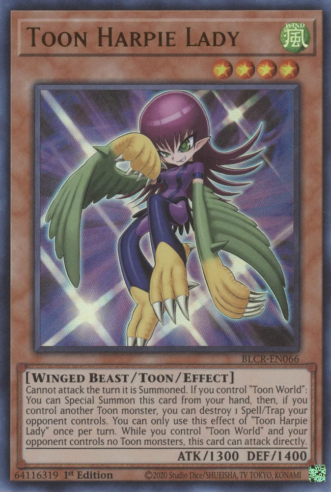 Toon Harpie Lady [BLCR-EN066] Ultra Rare | Chromatic Games