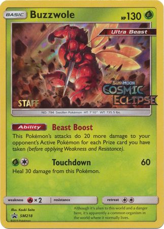 Buzzwole (SM218) (Staff Prerelease Promo) [Sun & Moon: Black Star Promos] | Chromatic Games