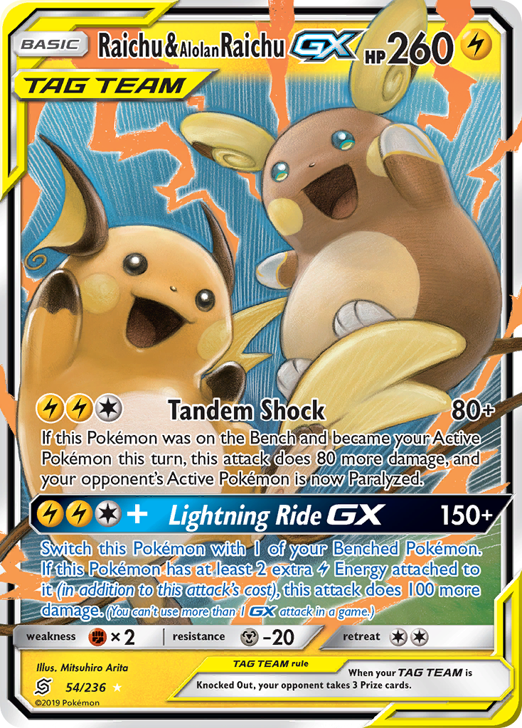 Raichu & Alolan Raichu GX (54/236) [Sun & Moon: Unified Minds] | Chromatic Games