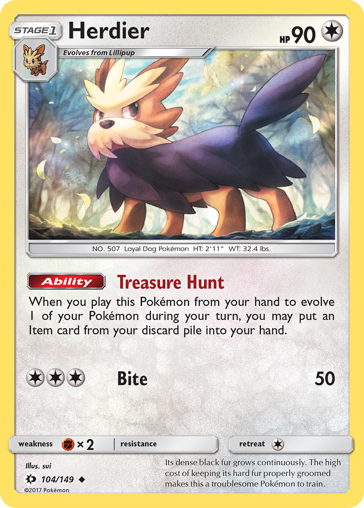 Herdier (104/149) [Sun & Moon: Base Set] | Chromatic Games