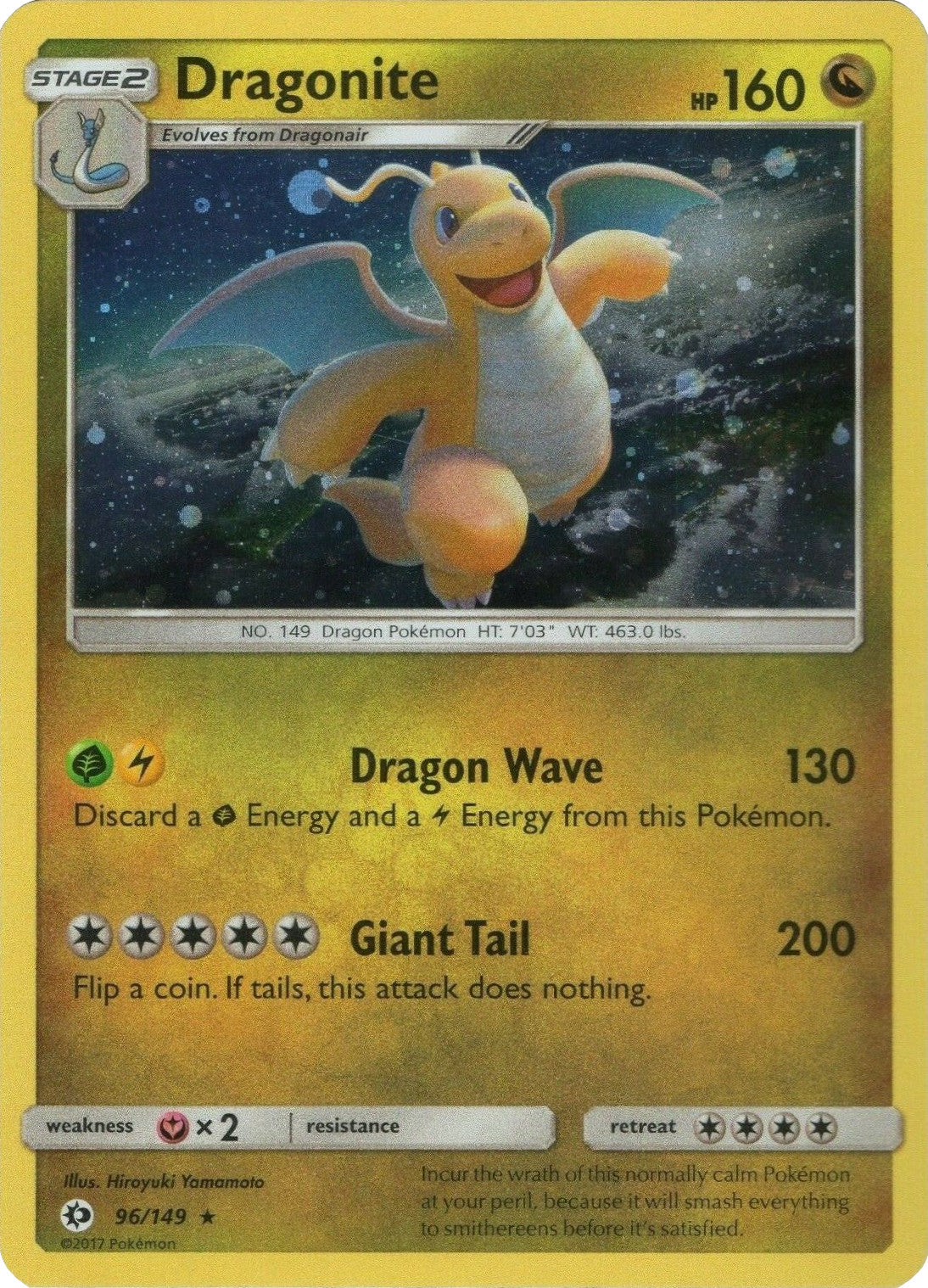 Dragonite (96/149) (Cosmos Holo) [Sun & Moon: Base Set] | Chromatic Games