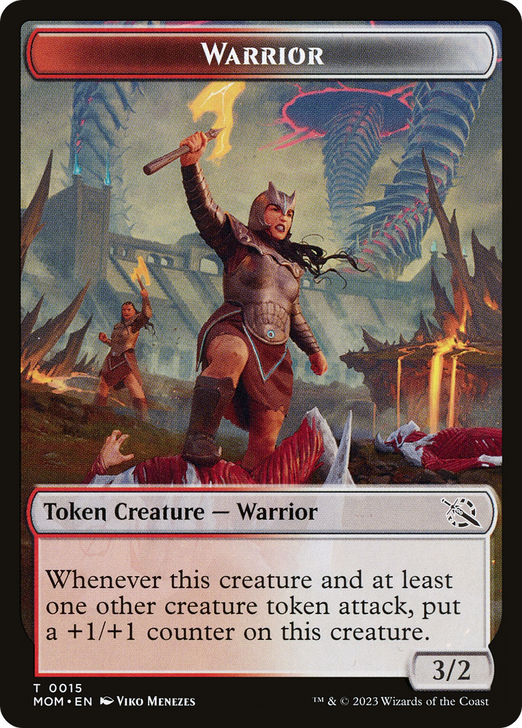 Warrior // Wrenn and Realmbreaker Emblem Double-Sided Token [March of the Machine Tokens] | Chromatic Games