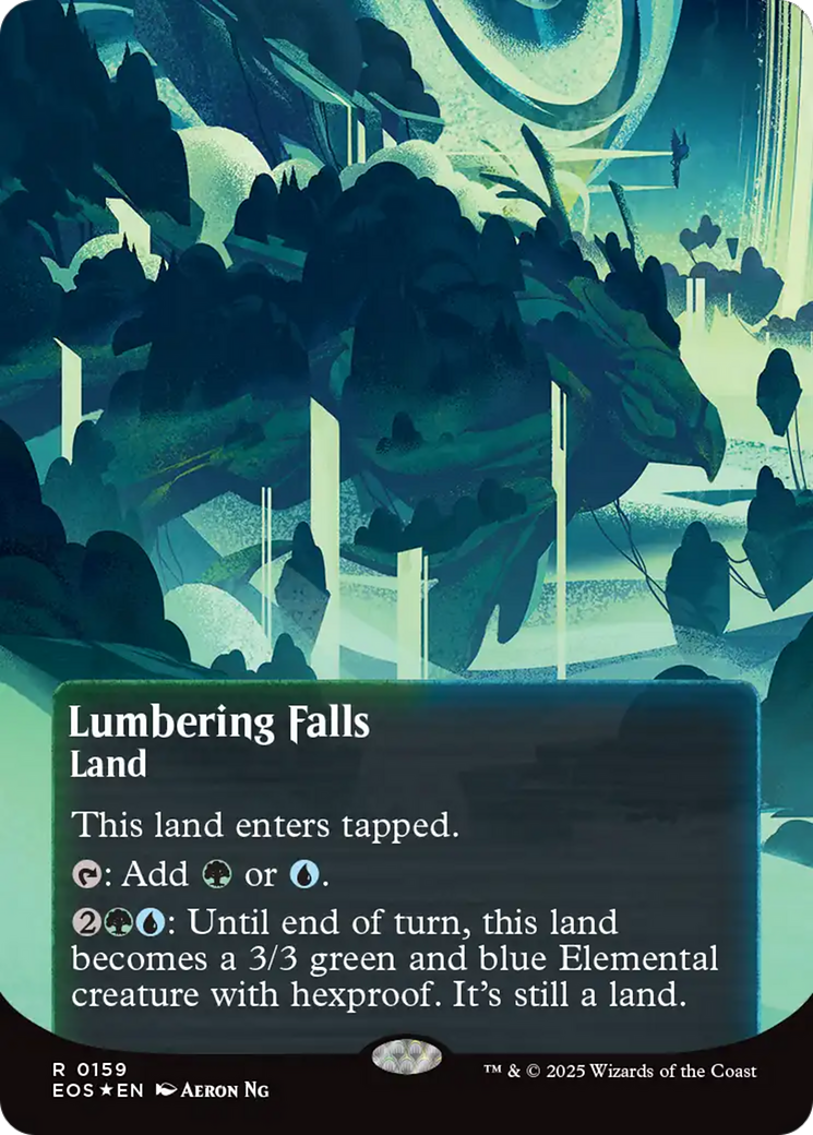 Lumbering Falls (0159) (Borderless) (Galaxy Foil) [Edge of Eternities: Stellar Sights] | Chromatic Games